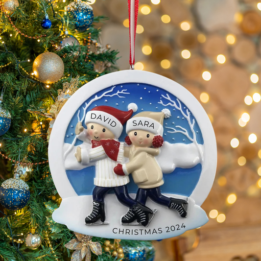 Personalized Ice Skating Family of 2 Ornament - Custom Holiday Gift