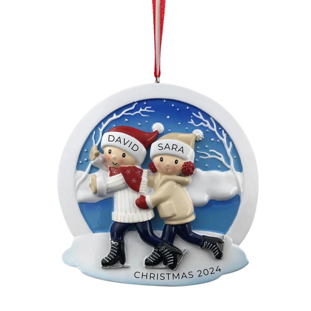 Personalized Ice Skating Family of 2 Ornament - Custom Holiday Gift