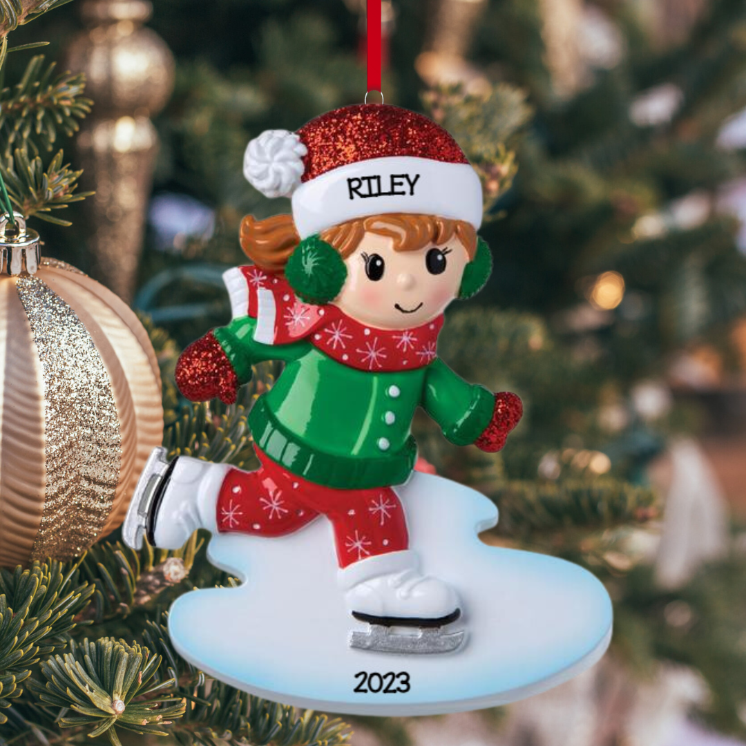 Personalized Ice Skating Girl Ornament - Custom Holiday Gift