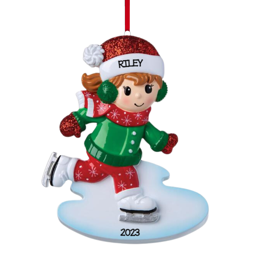 Personalized Ice Skating Girl Ornament - Custom Holiday Gift