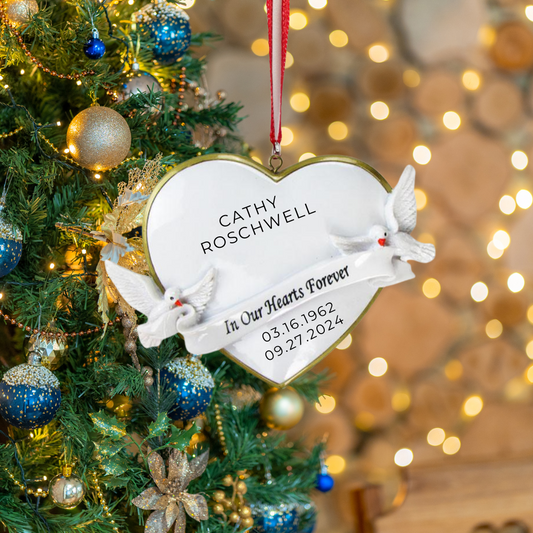 Personalized In Our Hearts Forever Ornament - Custom Holiday Gift