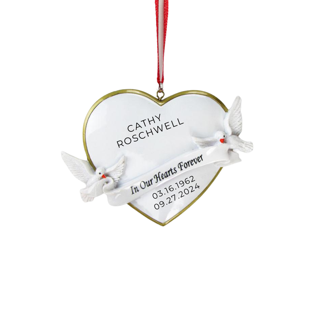 Personalized In Our Hearts Forever Ornament - Custom Holiday Gift