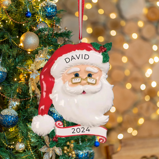 Personalized Jolly Santa Ornament - Custom Holiday Gift