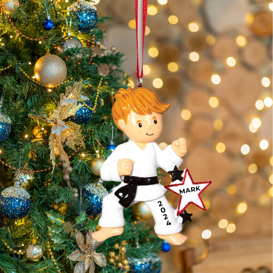 Personalized Karate Boy Ornament - Custom Holiday Gift