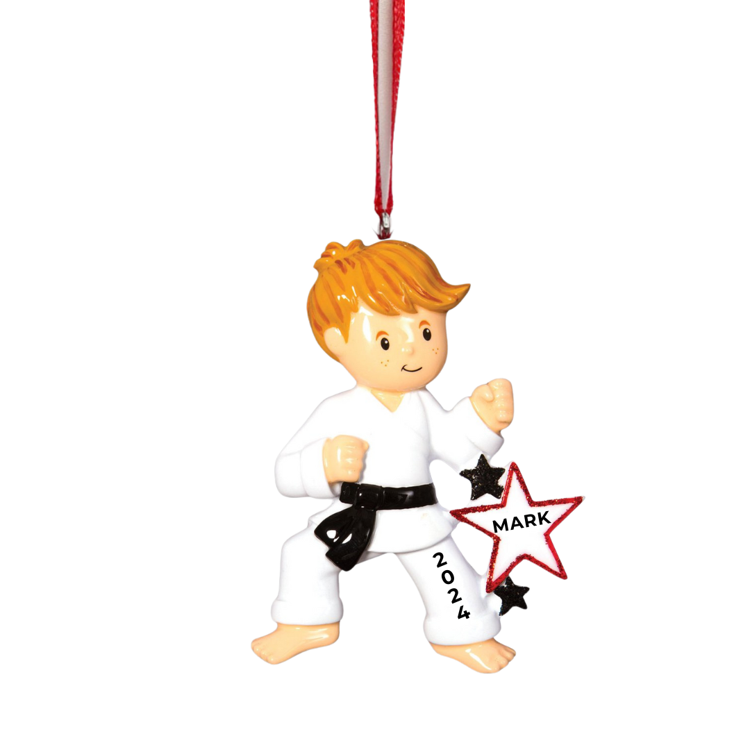 Personalized Karate Boy Ornament - Custom Holiday Gift