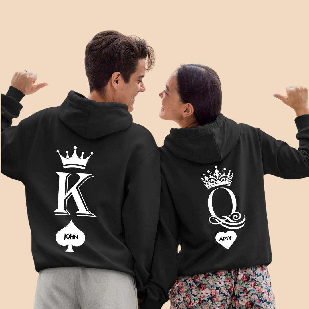 King and Queen Couple Hoodie | Custom Holiday Gift | Personalized by Santa 