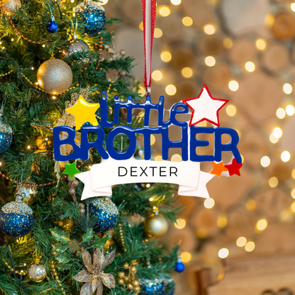 Personalized Little Brother Ornament - Custom Holiday Gift