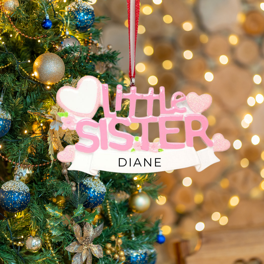 Personalized Little Sister Ornament - Custom Holiday Gift