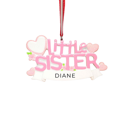 Personalized Little Sister Ornament - Custom Holiday Gift