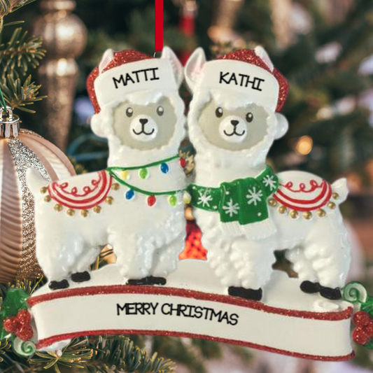 Personalized Llama Family of 2 Ornament - Custom Holiday Gift