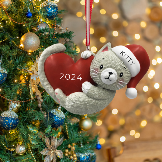 Personalized Love My Cat Ornament - Custom Holiday Gift