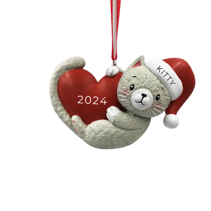 Personalized Love My Cat Ornament - Custom Holiday Gift