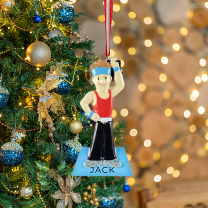 Personalized Male Working Out Ornament - Custom Holiday Gift