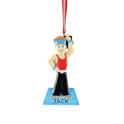 Personalized Male Working Out Ornament - Custom Holiday Gift