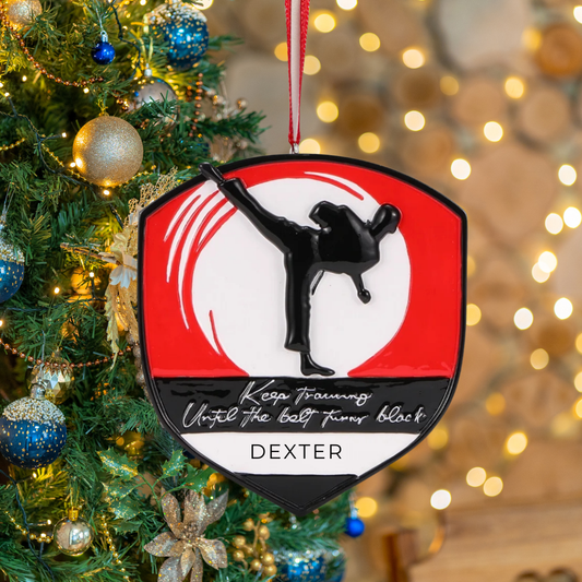 Personalized Martial Arts Badge Ornament - Custom Holiday Gift