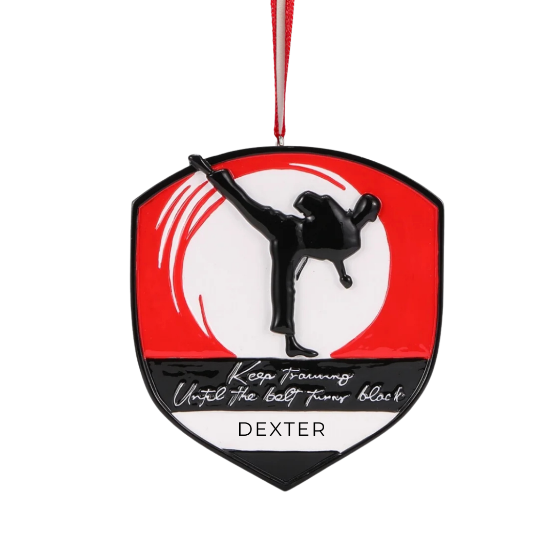 Personalized Martial Arts Badge Ornament - Custom Holiday Gift