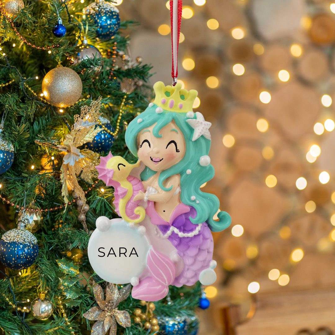 Personalized Mermaid Ornament - Custom Holiday Gift