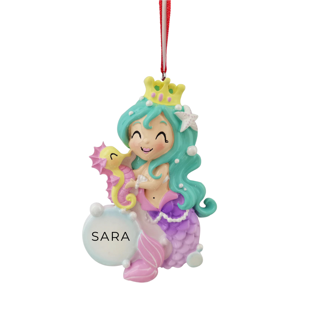 Personalized Mermaid Ornament - Custom Holiday Gift