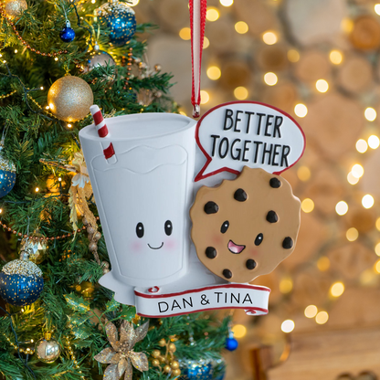 Personalized Milk & Cookie Ornament - Custom Holiday Gift