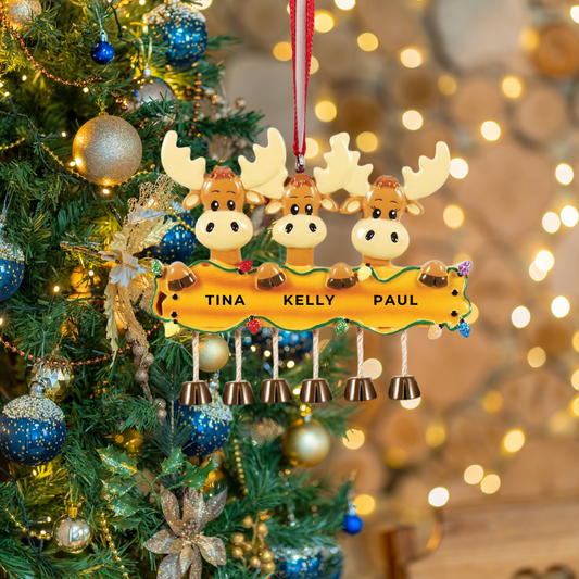 Personalized Moose Family of 3 Ornament - Custom Holiday Gift