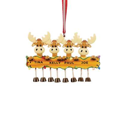 Personalized Moose Family of 4 Ornament - Custom Holiday Gift