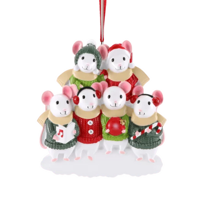 Personalized Mouse Family of 6 Ornament - Custom Holiday Gift