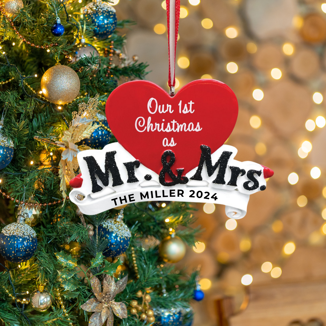 Personalized Mr. & Mrs - Our 1st xmas Ornament - Custom Holiday Gift