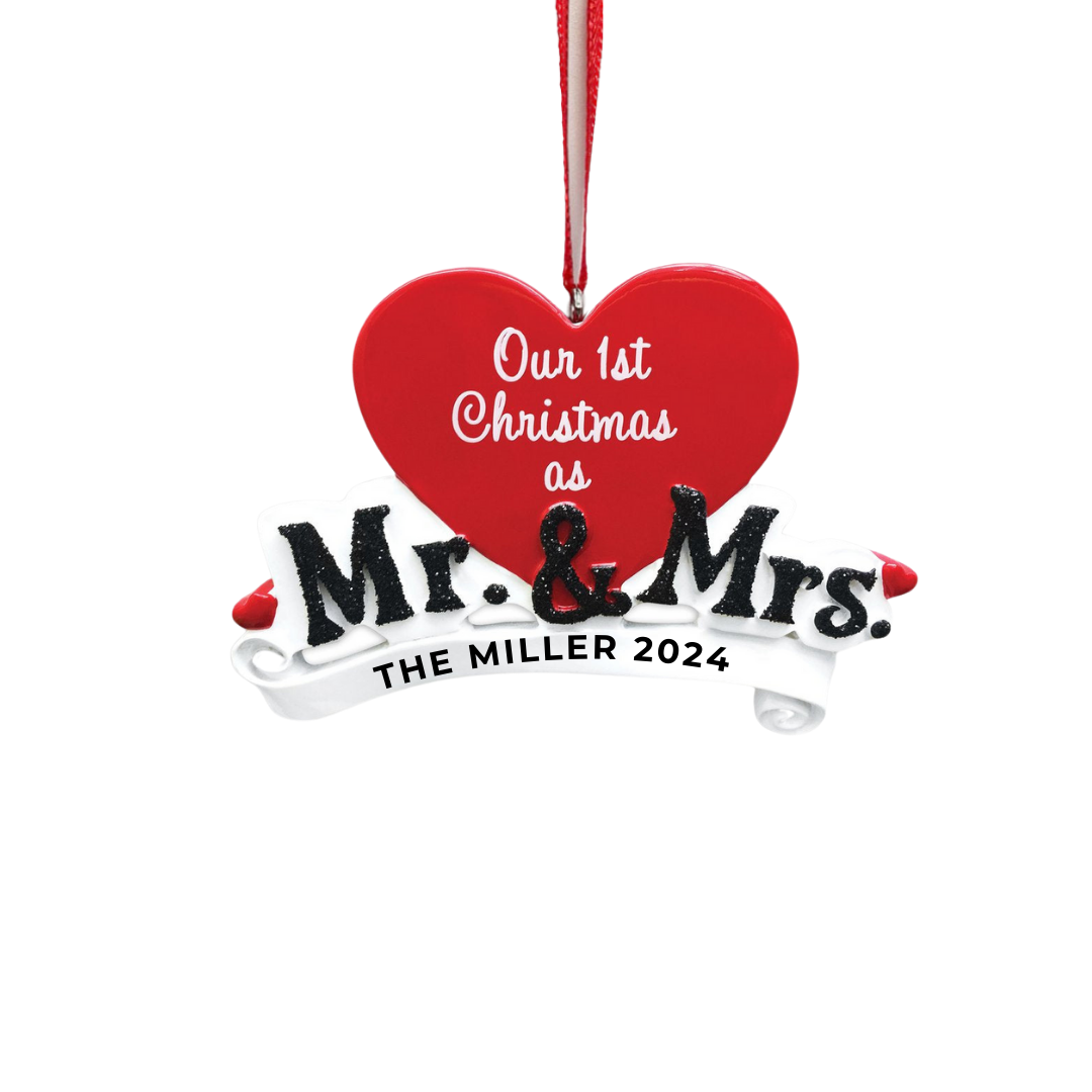 Personalized Mr. & Mrs - Our 1st xmas Ornament - Custom Holiday Gift