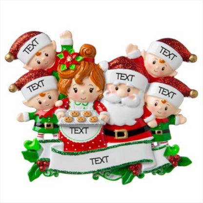 Mr & Mrs Claus family of 6 Ornament