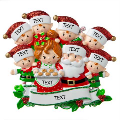 Mr & Mrs Claus family of 8 Ornament