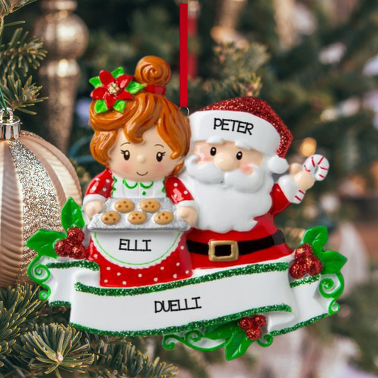 Personalized Mr & Mrs Claus Couple Ornament - Custom Holiday Gift