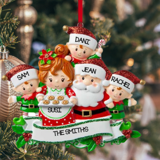 Personalized Mr & Mrs Claus family of 5 Ornament - Custom Holiday Gift