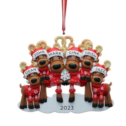 Personalized Mr & Mrs Reindeer Family of 6 Ornament - Custom Holiday Gift