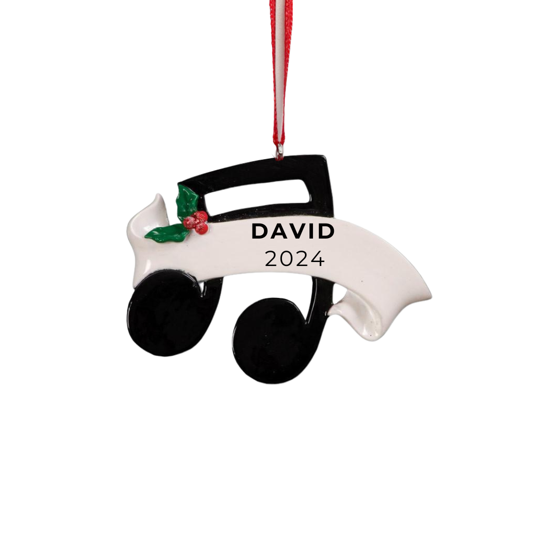 Personalized Music Note Ornament - Custom Holiday Gift