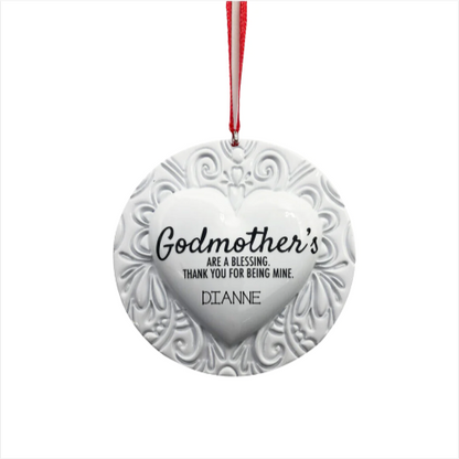 Personalized New Godmother Ornament - Custom Holiday Gift