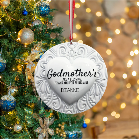 Personalized New Godmother Ornament - Custom Holiday Gift