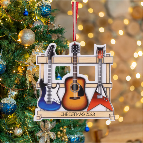 Personalized New 3 Guitar Ornament - Custom Holiday Gift