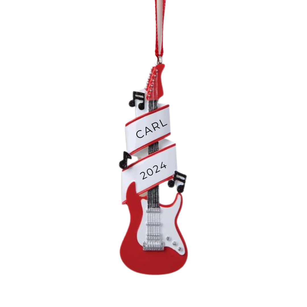 Personalized New Electric Guitar Ornament - Custom Holiday Gift