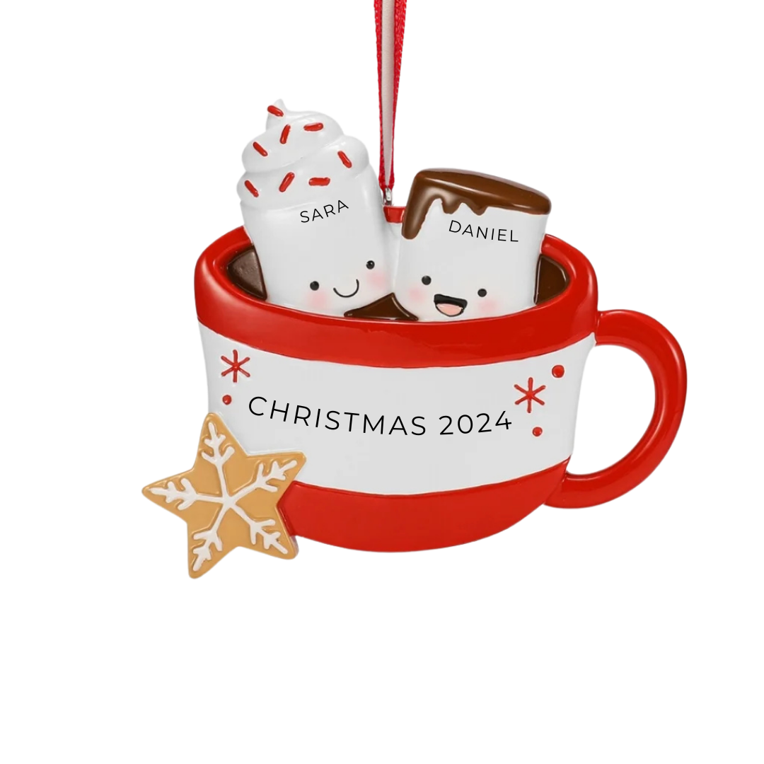 Personalized New Hot Cocoa Family of 2 Ornament - Custom Holiday Gift