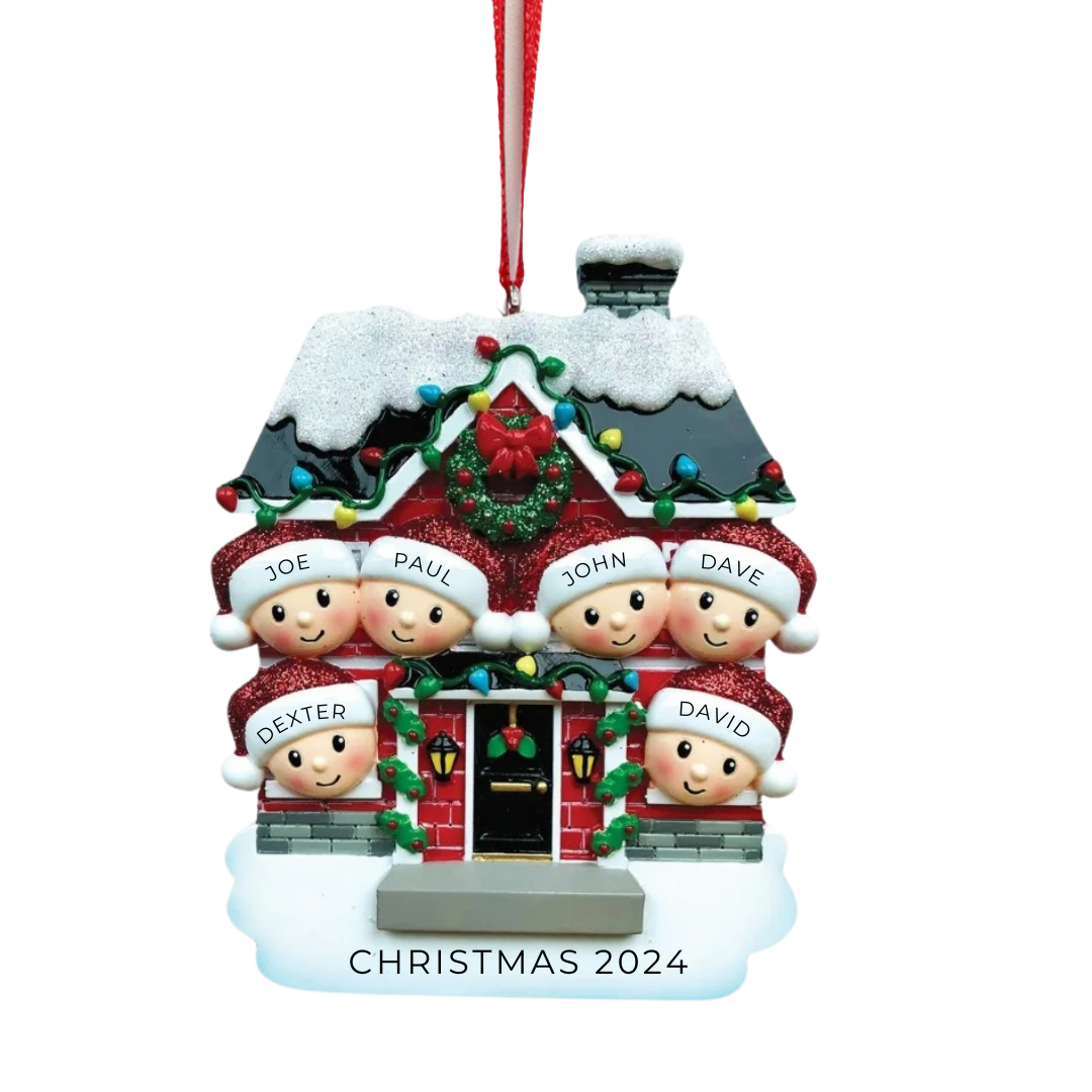 Personalized New House Family of 6 Ornament - Custom Holiday Gift