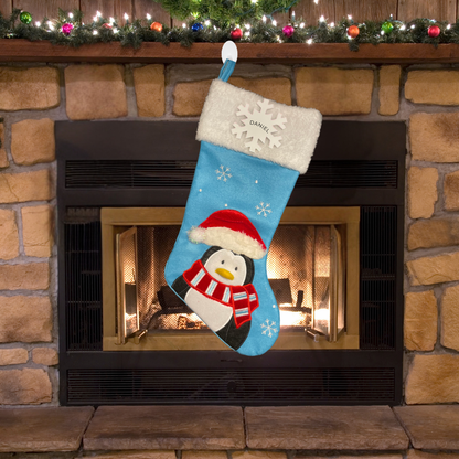 Personalized New Penguin Christmas Stocking - Custom Holiday Gift