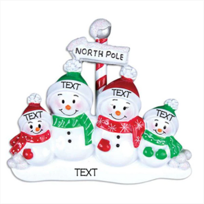 North Pole Family of 4 Ornament