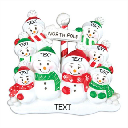 North Pole Family of 8 Ornament