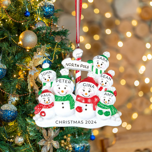 Personalized North Pole Family of 7 Ornament - Custom Holiday Gift