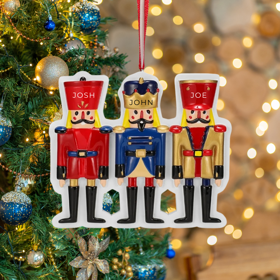 Personalized Nutcracker Family of 3 Ornament - Custom Holiday Gift