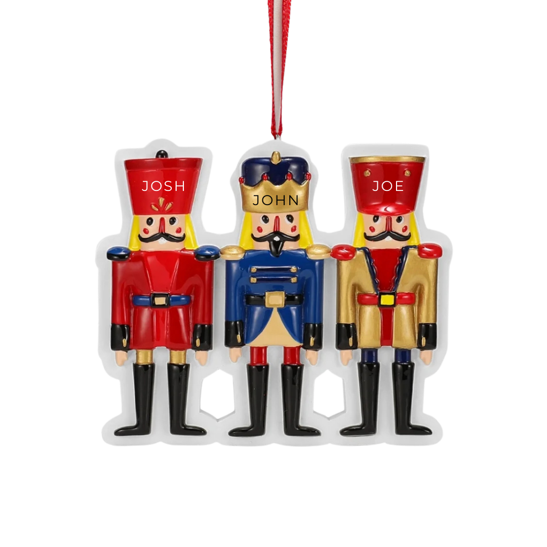 Personalized Nutcracker Family of 3 Ornament - Custom Holiday Gift