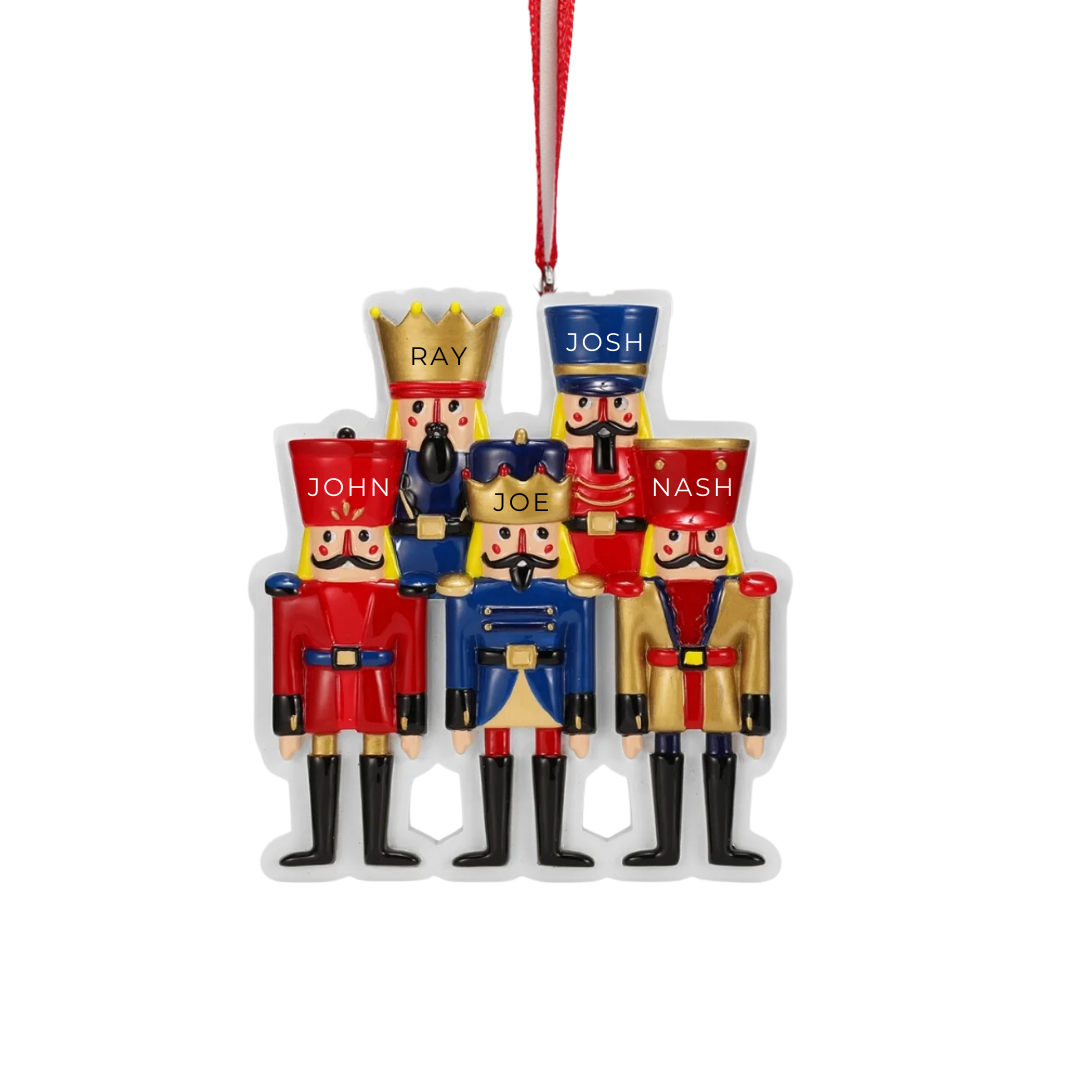 Personalized Nutcracker Family of 5 Ornament - Custom Holiday Gift