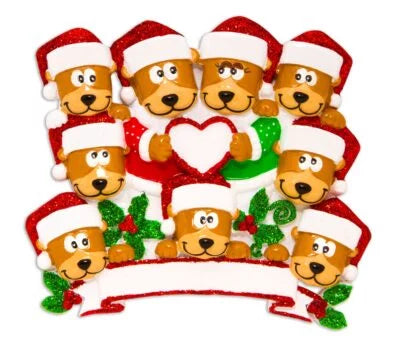 Brown Bear Family of 9 Ornament