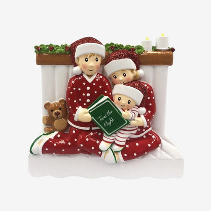 Reading In Bed Family of 3 Ornament