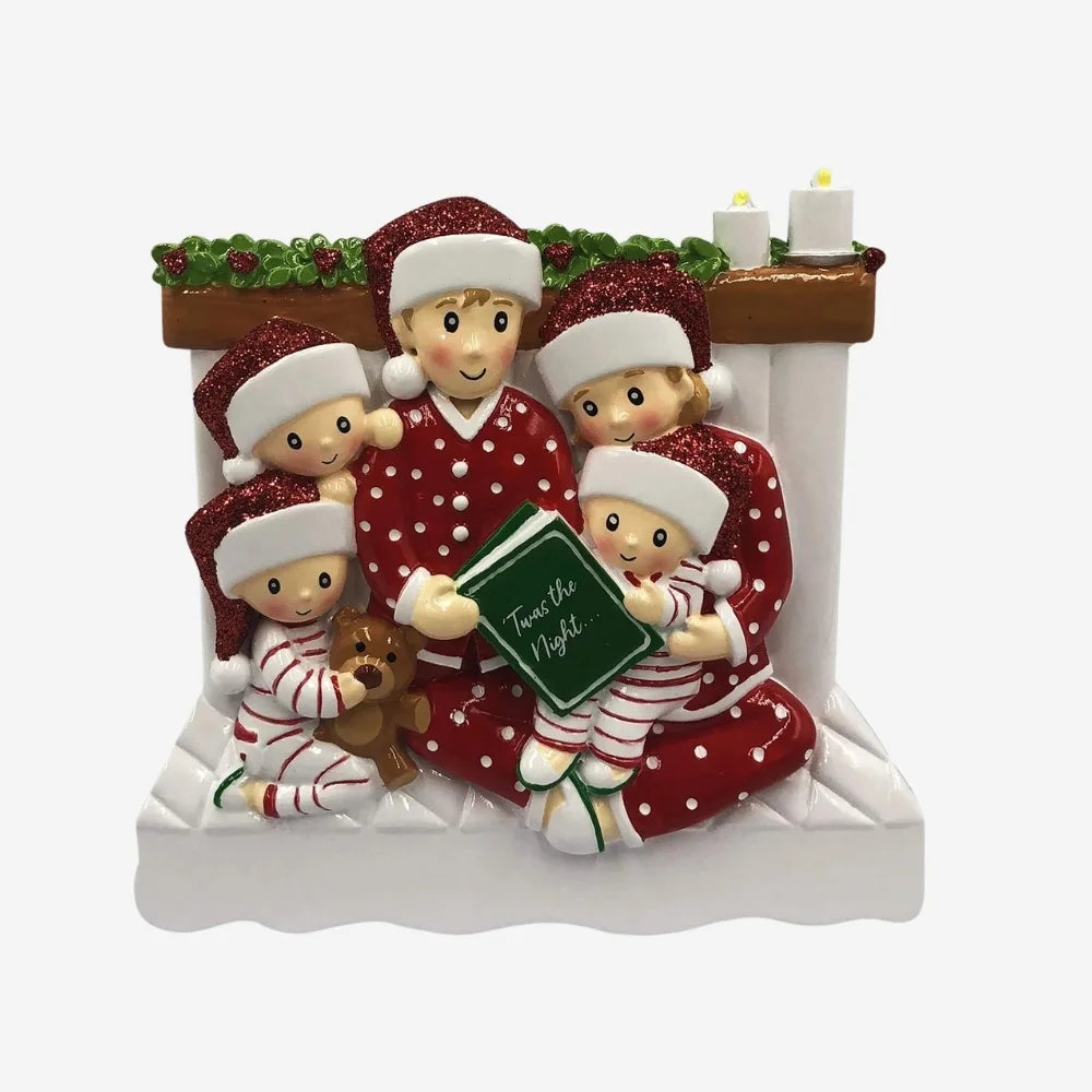 Reading In Bed Family of 5 Ornament